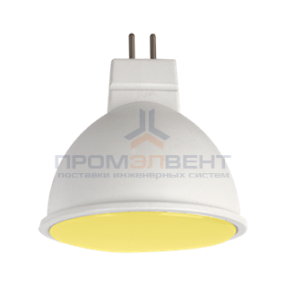 Ecola MR16   LED color  7,0W  220V GU5.3 Yellow Желтый матовое стекло (композит) 47х50