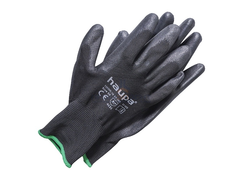 Перчатки полиуретановые текстильные HAUPA, размер L, черные